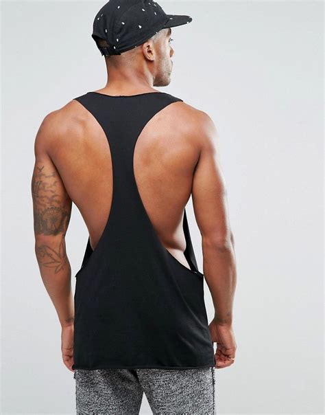 Image 2 Of ASOS Vest In Raw Edge Extreme Dropped Armhole And Racer Back