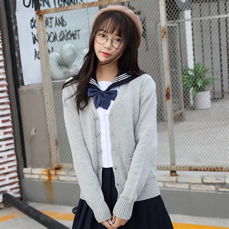 Japanese Jk Cardigans Long Sleeve V Neck Sweater For Beautiful Cute