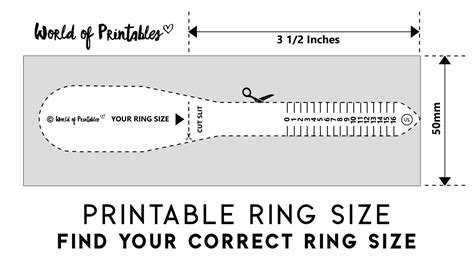 Ring Size Chart Print