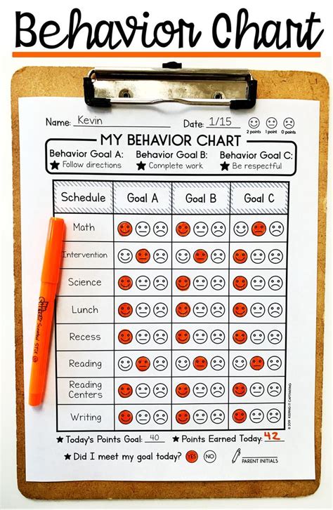 Behavior Charts For 4th Graders