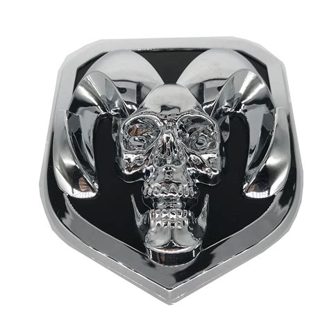 Silver Skull Head Emblem Medallion Skull For Dodge Ram 1500 2500 3500