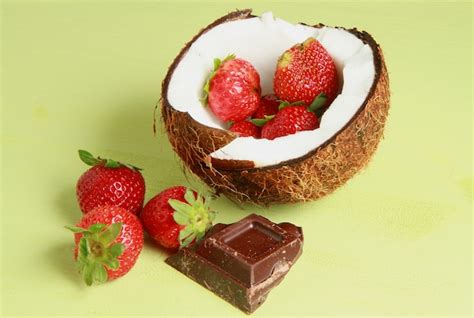 Premium Photo A Coconut With Strawberry