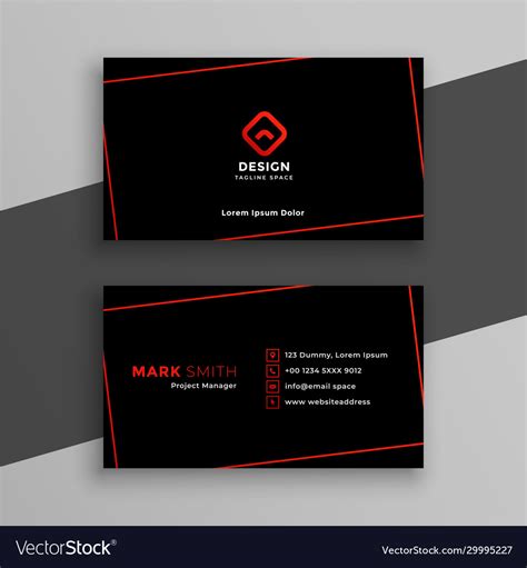 Modern Red And Black Business Card Template Vector Image