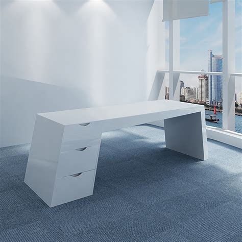 1600mm White Office Desk With 3 Storage Drawers Executive Desk Left