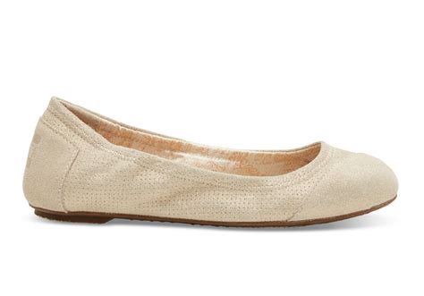 Lyst Toms Metallic Suede Womens Ballet Flats In Natural