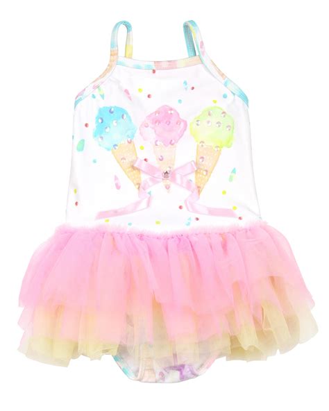 Kate Mack Girls Ice Cream Social Swimsuit With Tulle Frills Biscotti