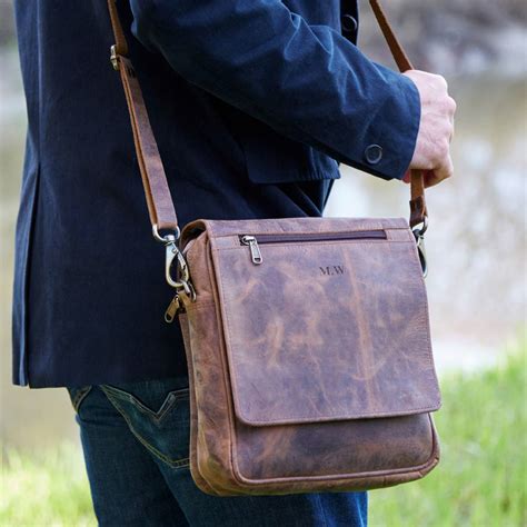 Personalised Buffalo Leather Portrait Messenger Bag By Paper High