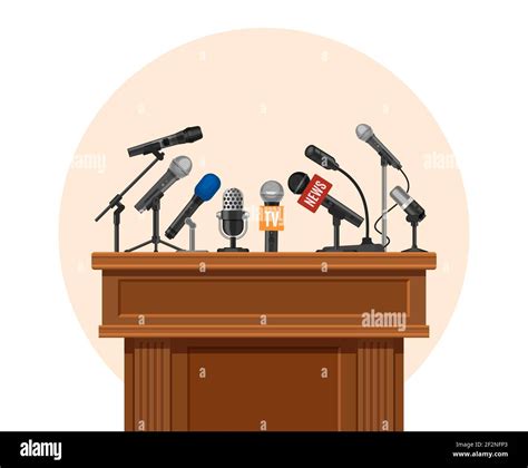 Press Conference Podium Tribune For Debate Speaker With Journalist