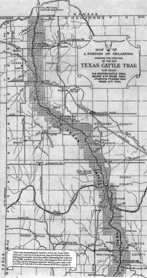 Map Of The Texas Cattle Trail Though Woodward Co Cattle Trails