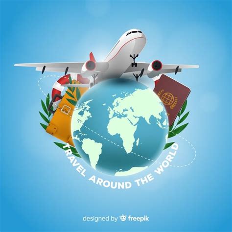 Premium Vector Realistic Travel Background Travel And Tours Logo