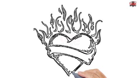 How To Draw A Heart With Flames Easy Step By Step Drawing Tutorials For