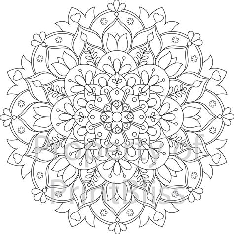 15 Flower Mandala Printable Coloring Page Etsy Canada Mandala De