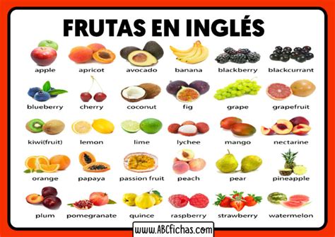 Frutas En Ingles Vocabulario Abc Fichas