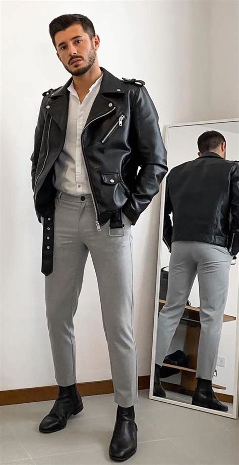 pin by wardrobe chronicles on leather and jeans men leather jacket outfit men mens leather