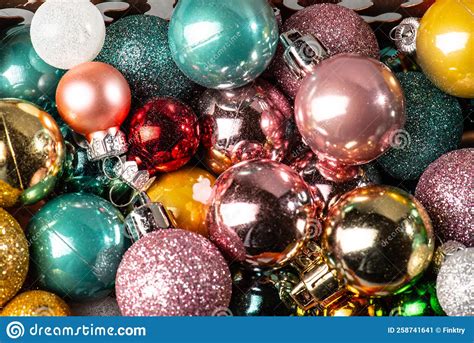 Assortment Of Shiny Multi Colored Christmas Balls Stock Image Image