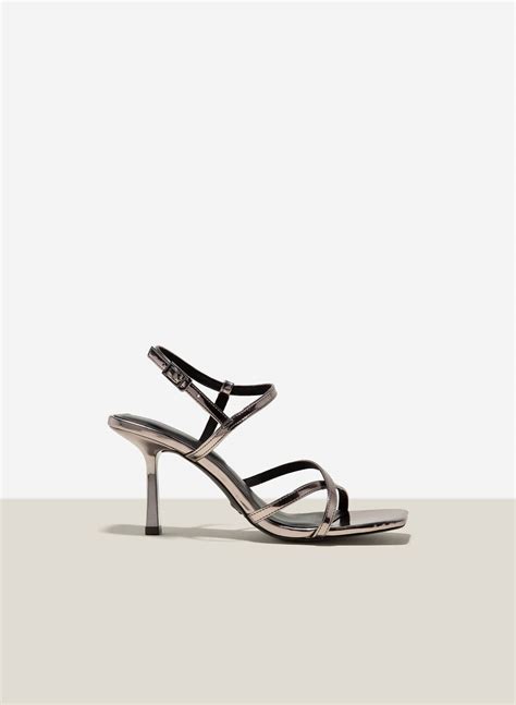 Metallic-effect Heel Sandals - PUM 0754 - Gunpowder | VASCARA