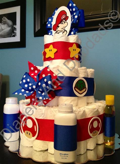 Custom Personalized 65 Diaper Cake Baby Mario Brothers