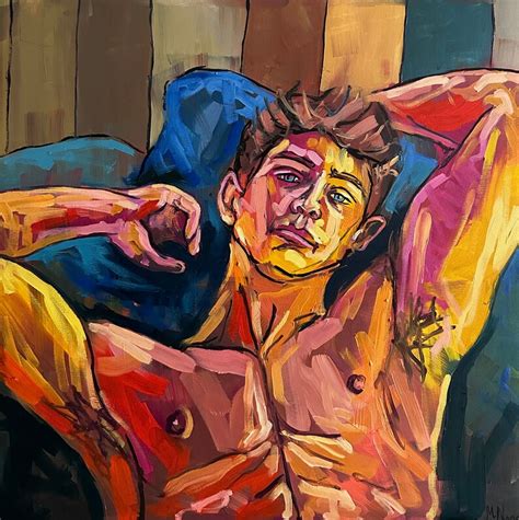 Male Nude Naked Man Painting Gay Male Art Homoerotic Etsy