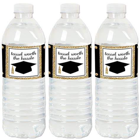 Gold Tassel Worth The Hassle Graduation Party Water Bottle Sticker
