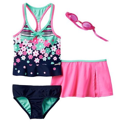 Zeroxposur 3 Pc Flower Peplum Tankini Swimsuit Set Girls 4 6x
