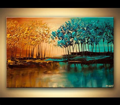 Original Abstract Contemporary Blooming Trees Acrylic Painting Etsy
