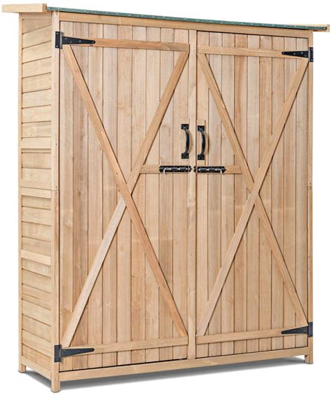 Goplus Outdoor Storage Shed Fir Wood Cabinet For Garden