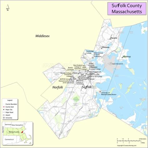 Map Of Suffolk County Massachusetts Showing Cities Highways
