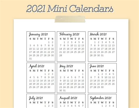 Mini Calendar 2021 Free Printable Free Letter Templates