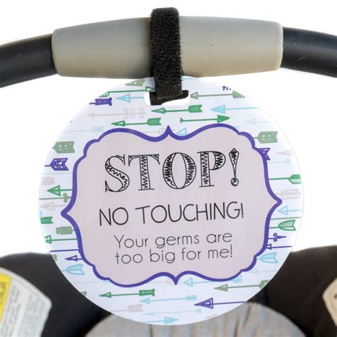 Buy Three Little Tots Blue Arrow Tag Stop No Touching Your Germs