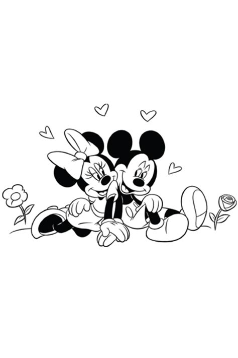 Coloriage Les Amoureux Mickey Et Minnie Disney Coloriages Fr