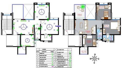 2 Bhk House Electrical Layout Plan Autocad Drawing