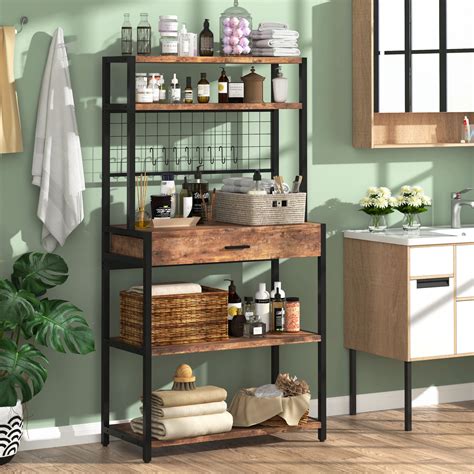 Tribesigns Kitchen Bakers Rack With Hutch 5 Tier Kitchen Utility