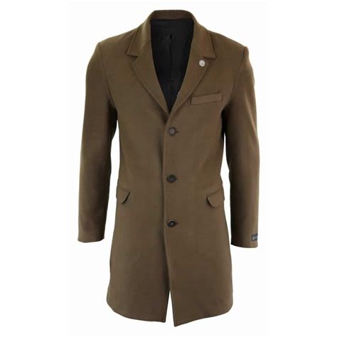 Mens Classic Wool Long Overcoat Brown Buy Online Happy Gentleman