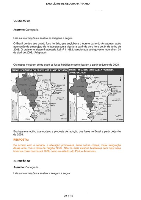 Prova De Geografia 6 Ano Com Respostas
