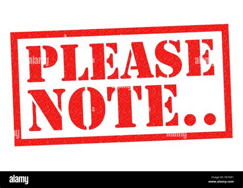 Please Note Red Rubber Stamp Over A White Background Stock Photo Alamy