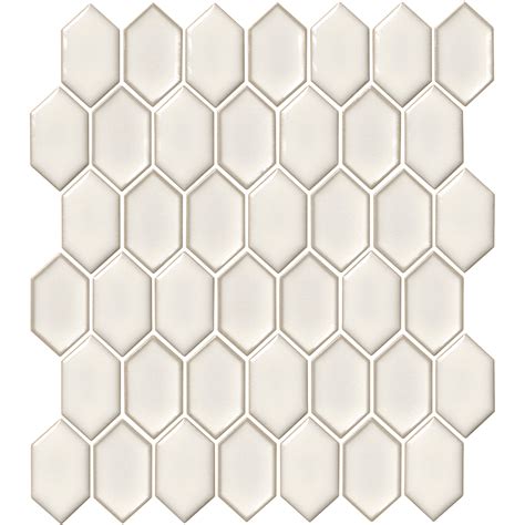 Shapes Elongated Hex Off White Two Tone Porcelain Mosaic Wall And Floor