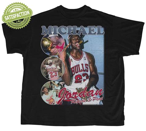 Michael Jordan Three Peat Shirt Bootleg Rap Tee Etsy