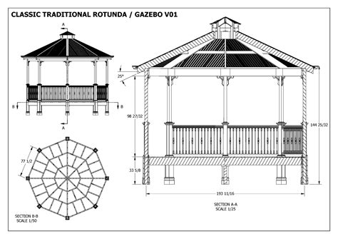 Classic Rotunda Gazebo Unique Design V1 Full Building Plans In 3d