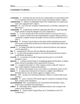 You'll find worksheets answering all these questions here. Constitution Vocabulary Practice - Worksheet by Monica ...