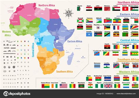 Peta Vektor Benua Afrika Diwarnai Oleh Daerah Semua Bendera Negara
