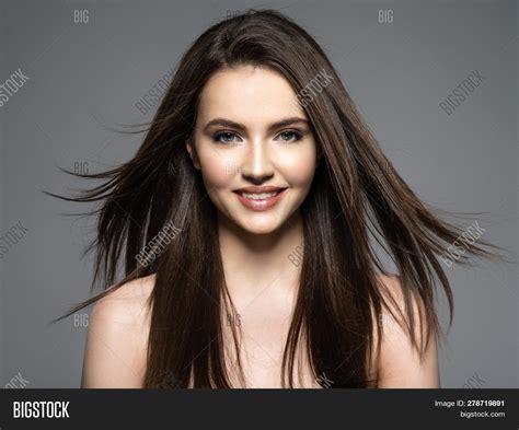 Brunette Smiling Woman Image Photo Free Trial Bigstock