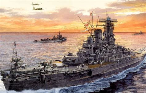 Wallpaper Ship Art Navy Military Battleship Japanese Battleship
