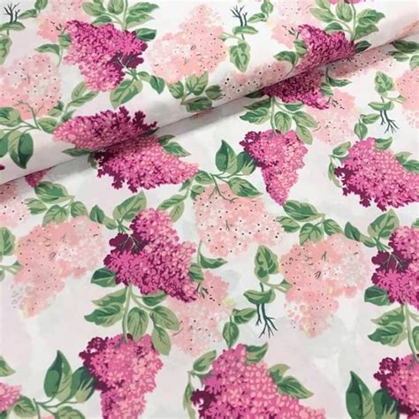 Lilac Flowers Cotton Fabric By The Yard Lilac Fabric Lilac Etsy