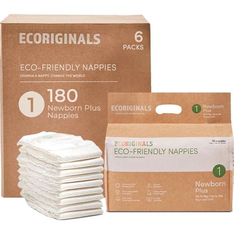 Ecoriginals Eco Nappies Newborn Plus 35 6kg Plant Based 6 X 28 Pack