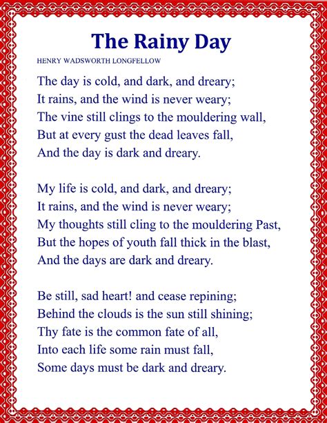 The Rainy Day By Henry Wadsworth Longfellow Song Lyrics And Chords