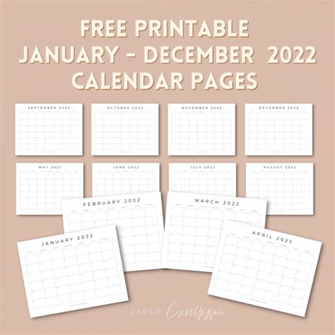 Simple Minimal Calendar Printable Yesmissy