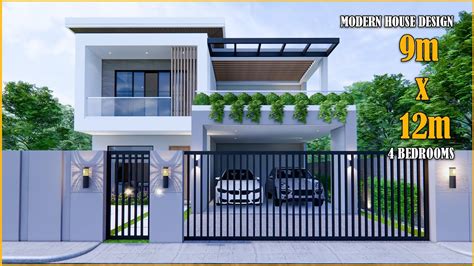 House Design Modern House 2 Storey 9m X 12m With 4 Bedrooms Youtube