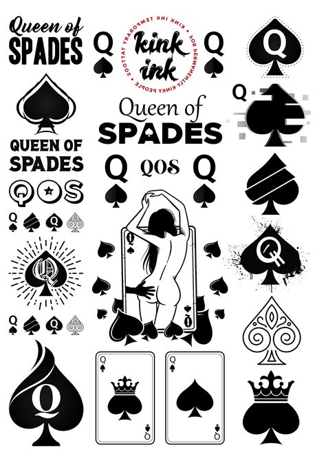 buy kink ink 23 x queen of spades temporary tattoo kinky black lettering a4 sheet online at