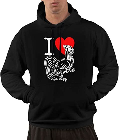 I Love Heart Cock Hoodie With A Pocket Shirt Knitting Mens Hooded Hoodie Black