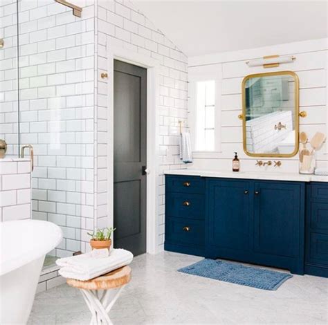 Navy Blue And Gold Create A Stunning Bathroom Design Hunker